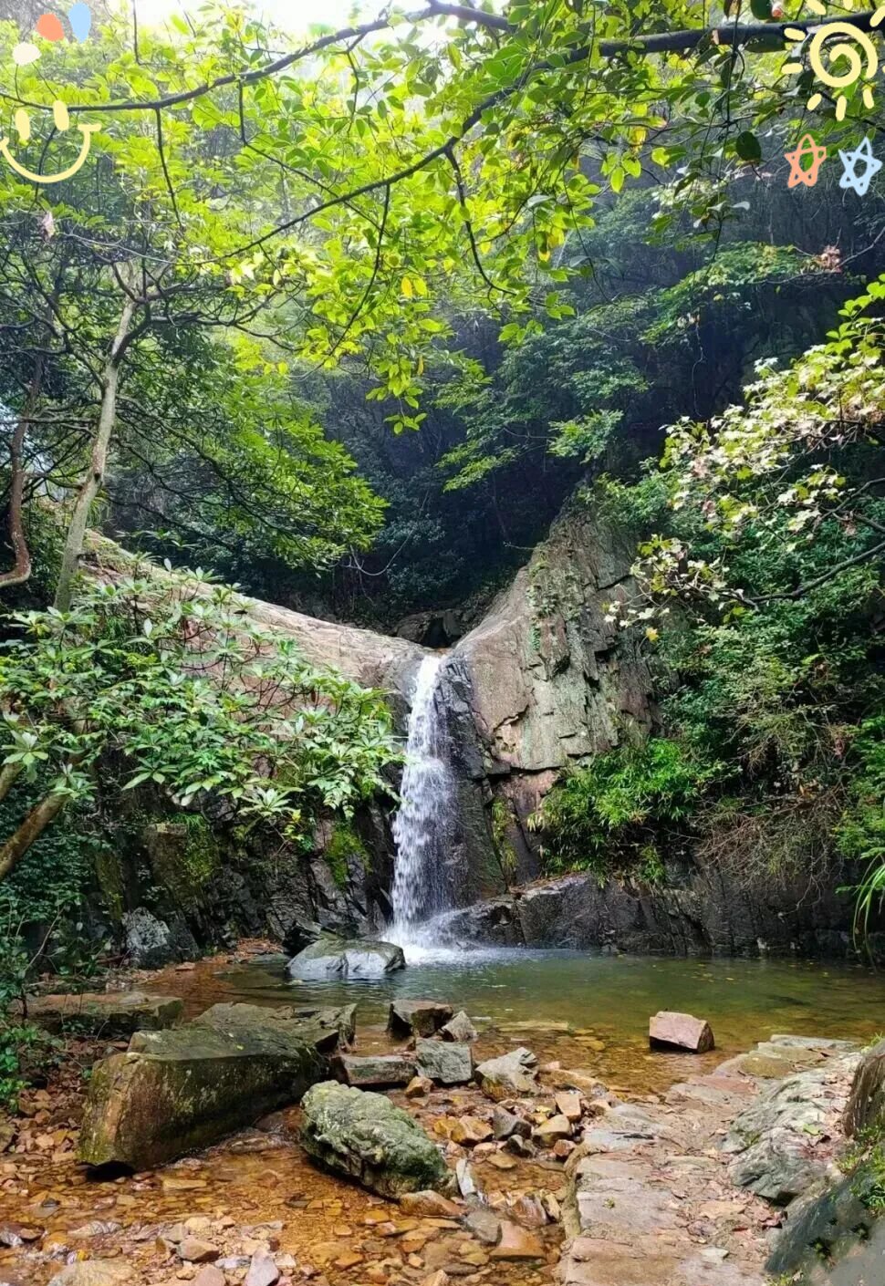 Pools and stepping stones along the Ten-Li Stream corridor at Hemudu, Siming Mountains