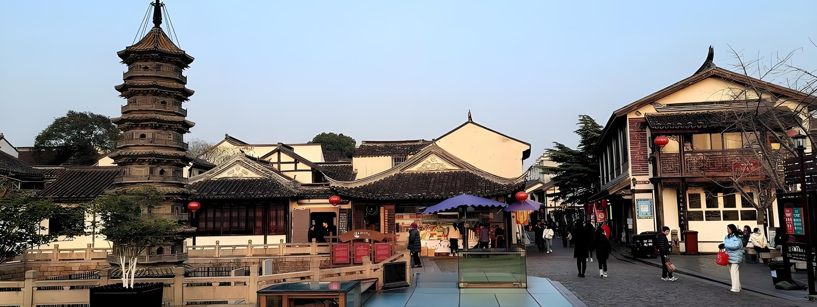Photograph of the Nanxiang ancient town and Guyi Garden walk route